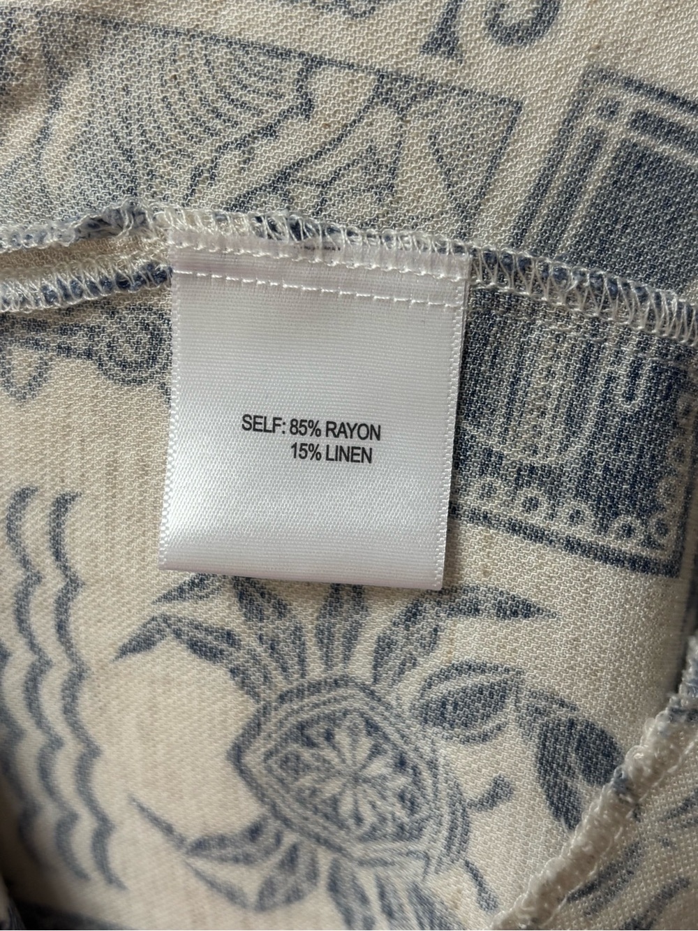 Jane + Delancey Coastal Postcard Shirt Dress Blue White Linen Blend Small - Picture 5 of 8